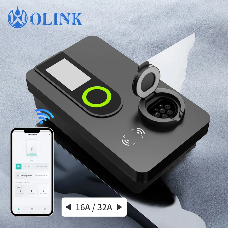 OLINK Smart AC Single Three Phase 7kw 22kw Level 2 EV Electric Vehicle Wall-Mounted Charging Stations
