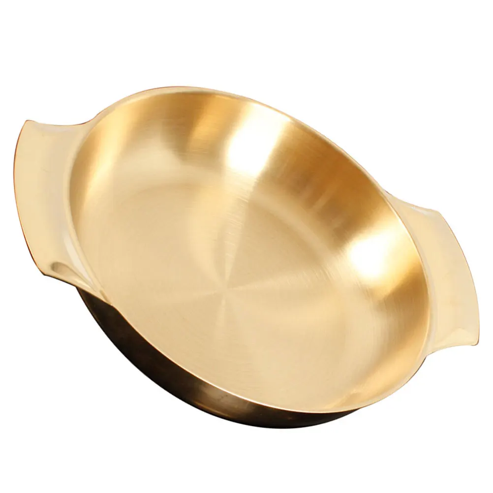 

Double Handle Cooking Pan High-Temperature Resistant Stainless Steel Seafood Hot Pot Korean Bbq Family Use Kitchen Accessory