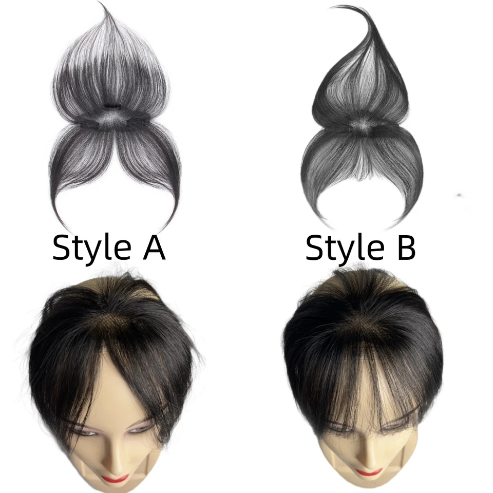 Topper de cabelo natural para mulheres, cabelo real, franja com clipe, franja falsa, acessórios de cabelo para mulheres, desbaste