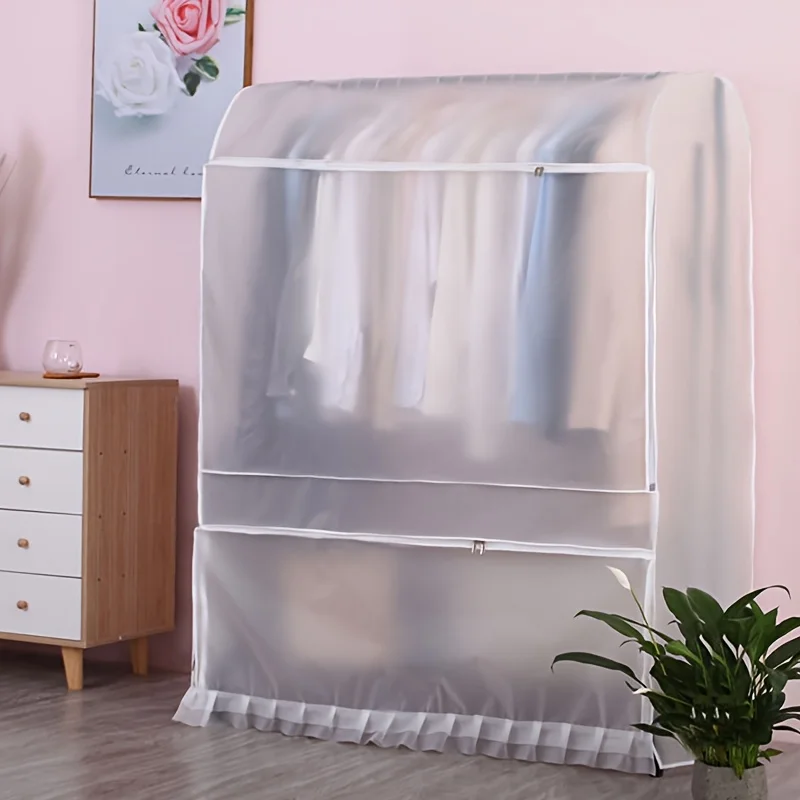 

Translucent Floor Standing Hanger Dust Cover Home Coat Down Jacket Storage Dust Cover PEVA Waterproof Storage Hanger Cover
