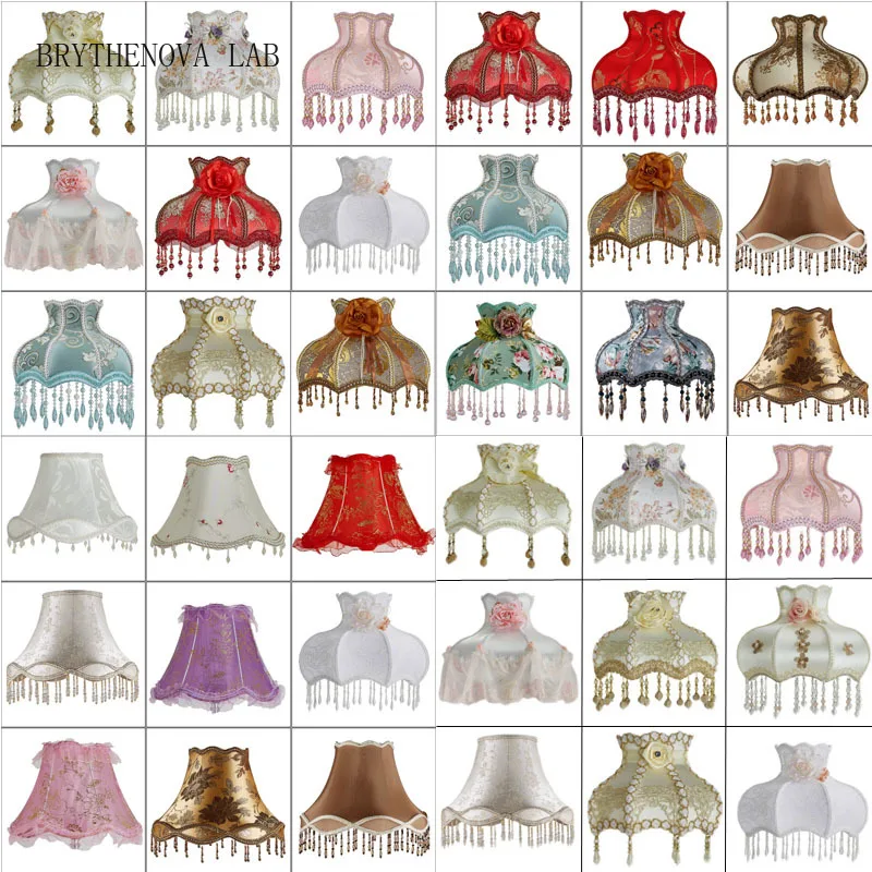 European Style Lampshade Home Decor Retro Light Lamp European Cover Vintage High-end Cloth Art Bead Lace Lampshade