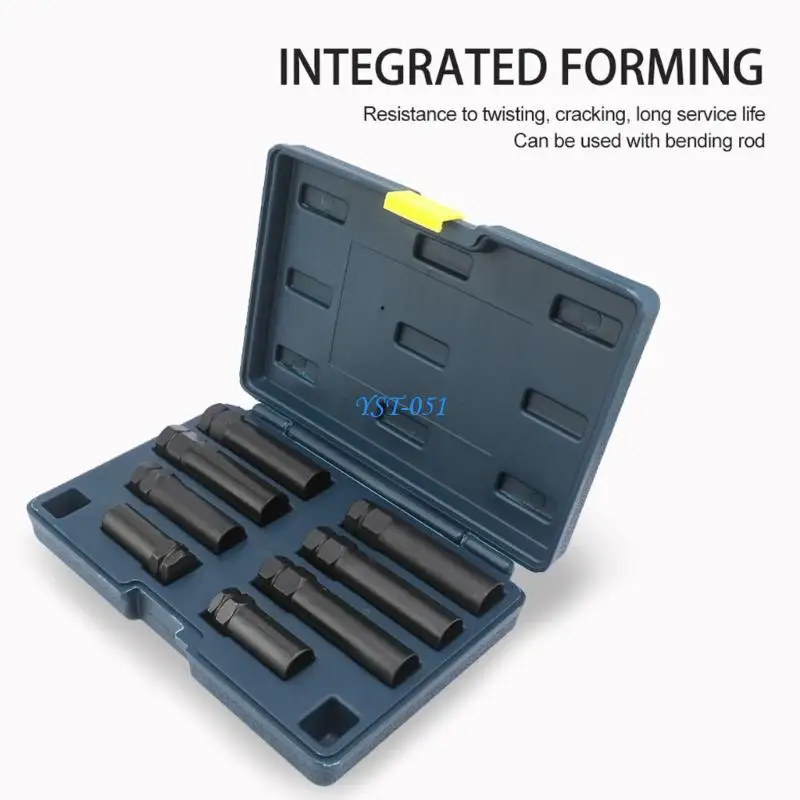 E15A 8Pcs High Strength Ergonomic Socket Set Suitable for Removing Spline and Hexagonal Lug Nut For SAE Metric Aftermarket Lock