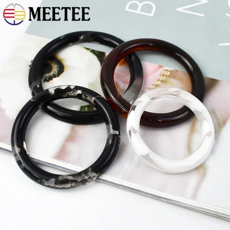 10/20pcs Meetee 3-4.5cm Round O Ring Resin Buckle Buttons Women Scarves Belt Buckles Ribbon Slider for Garment Clothes Bag Decor