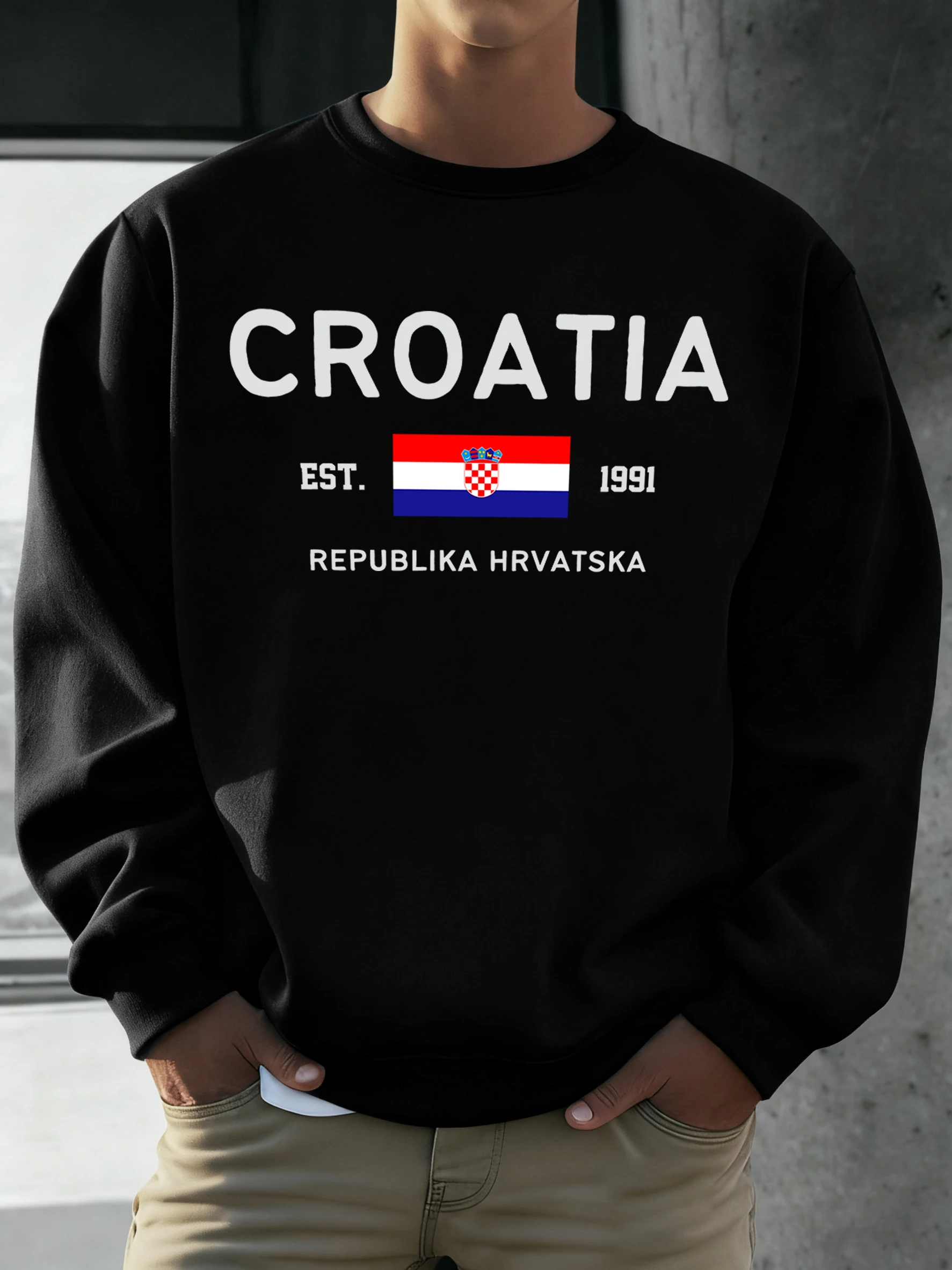 كرواتيا جمهورية Hrvatska العلم البلوزات الملونة الرجال الخريف ملابس رياضية فضفاضة محب لينة البلوز موضة الهيب هوب الملابس #2