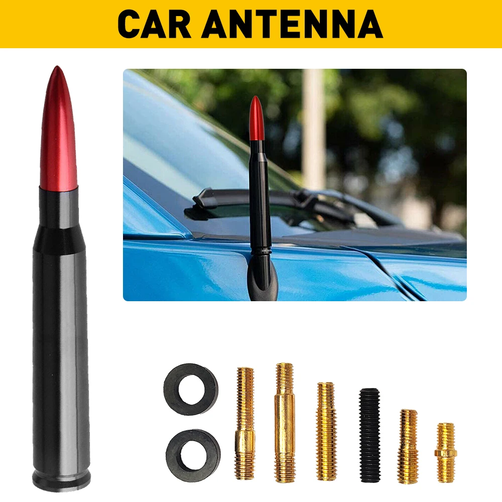 Universal Car SUV Bullet Antenna For Dodge Ram Ford F150 Raptor CRV RAV4 JEEP 50 Cal Caliber Bullet Ammo Short Aluminum Antenna