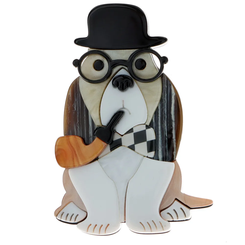 Handgemachte Mode Tier zubehör Acryl Cartoon rauchen Hund Brosche Kleidung Tasche Abzeichen ﻿