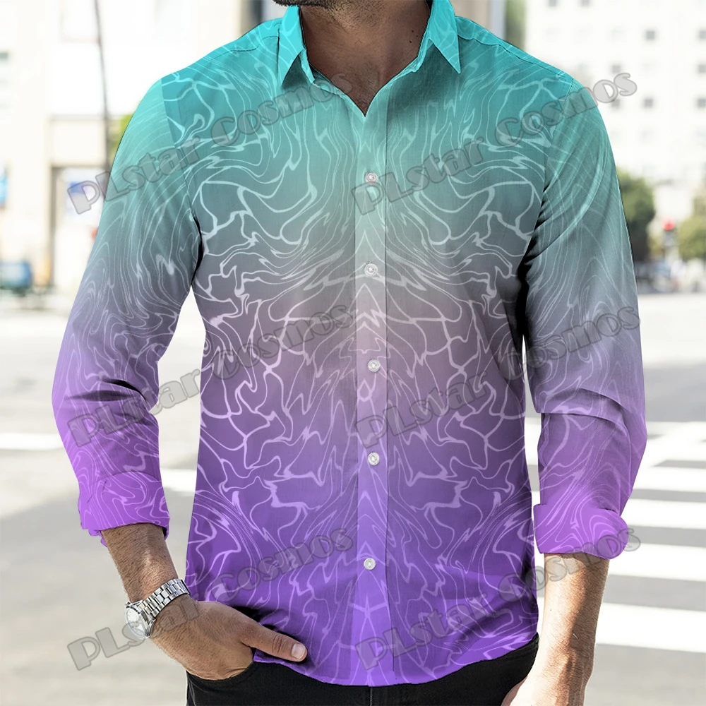 PLstar Cosmos Psychedelic Pattern 3D Printed Fashion Men's Long Sleeve Button Down Shirts Spring Men Casual Lapel Shirt CXS31