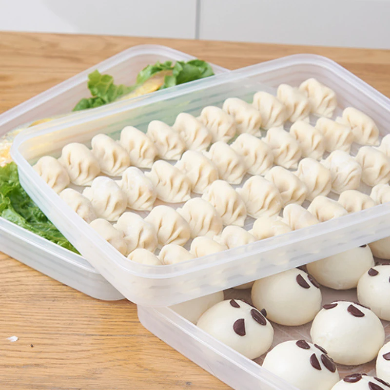 Tableware Frozen Dumplings Box Refrigerator Fresh-keeping Storage Frozen Dumplings Box Regardless of Box with Lid Tray Cocina