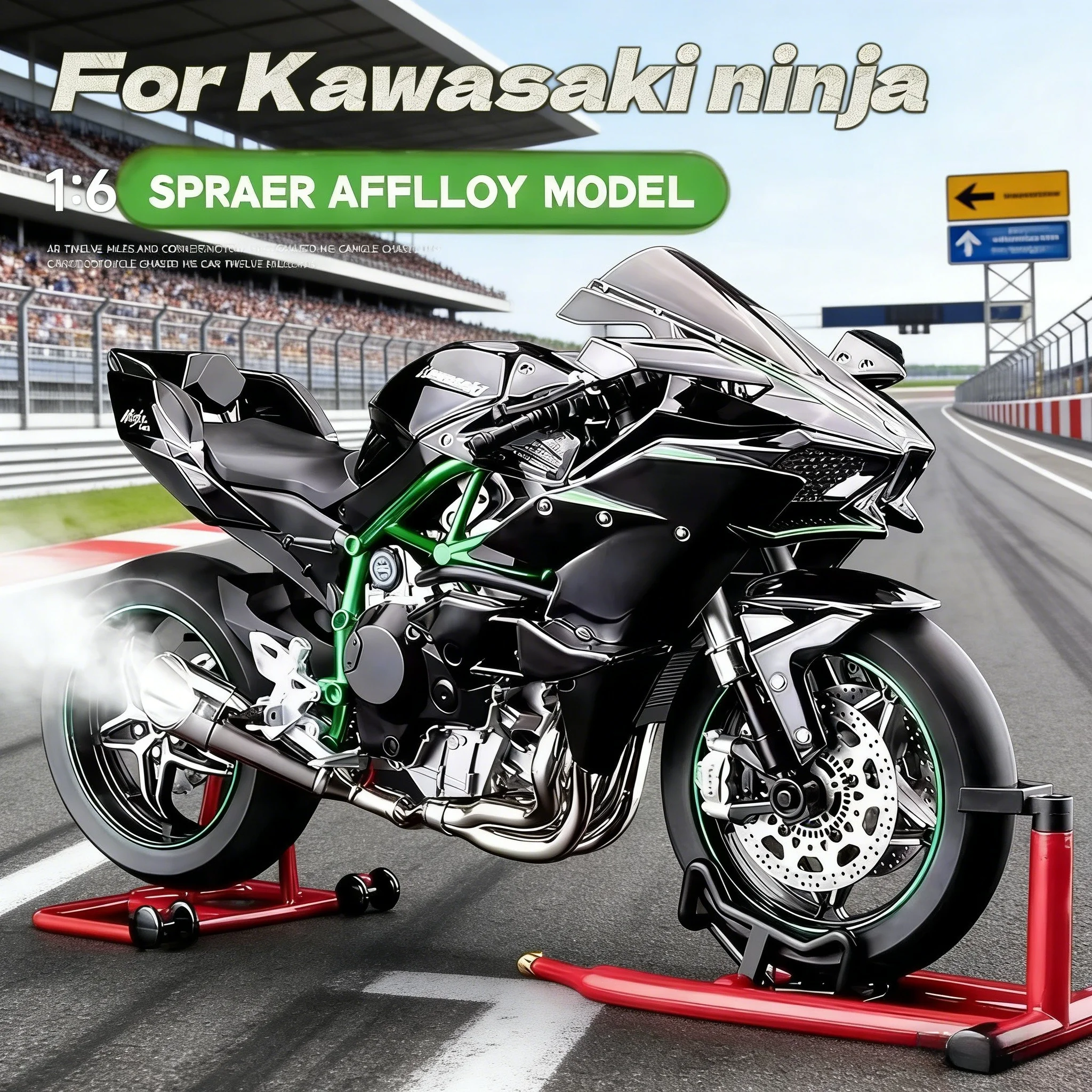 

Модель мотоцикла - симуляция зажигания и выделения дыма для Kawasaki 1:6 H2R, запуск одной кнопкой, литой корпус из сплава, коллекционный экспонат
