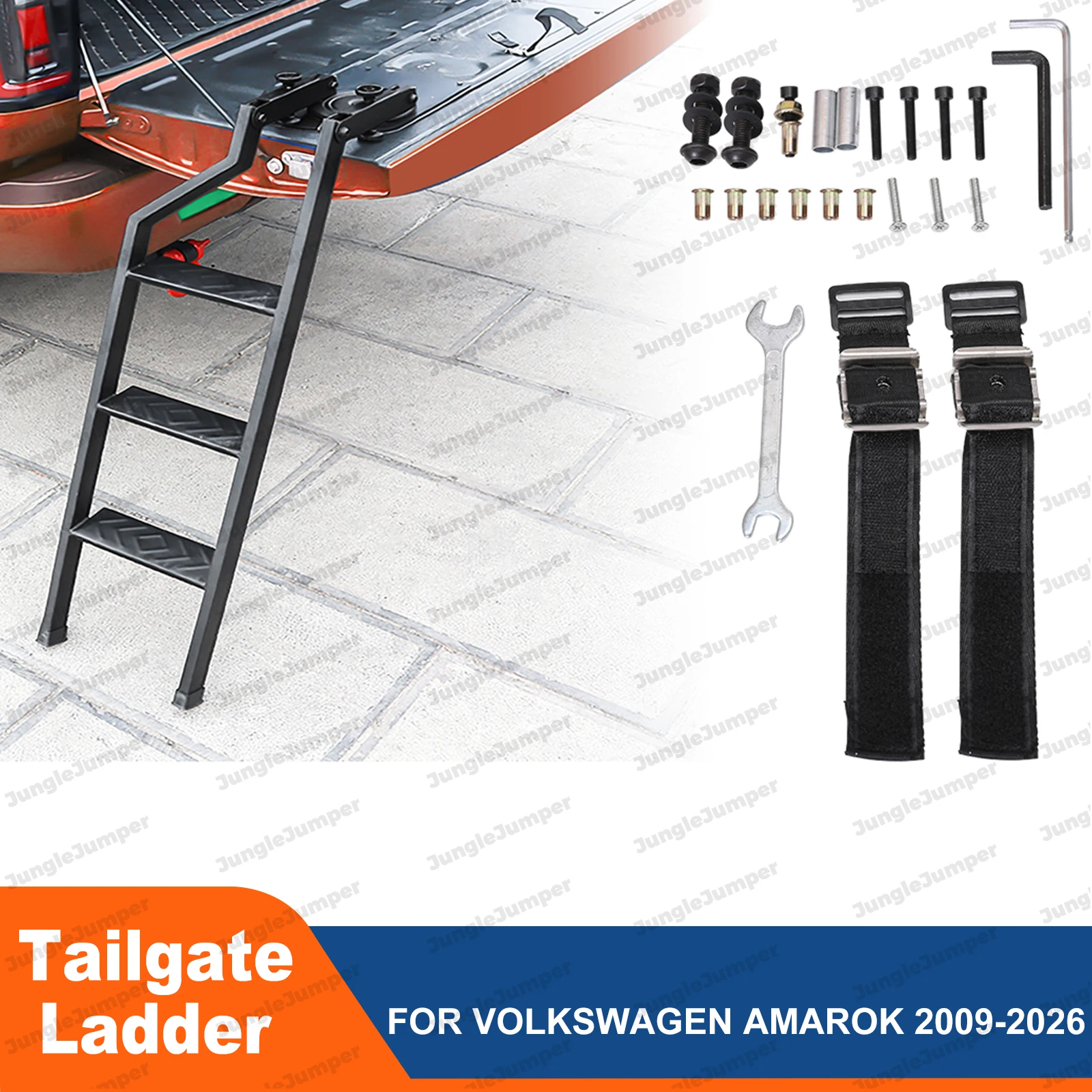 Universal Tailgate Ladder Step For Volkswagen AMAROK 2009-2026 VW 360° Rotated Foldable Heavy Duty Fits Bed Heights 90cm 35 Inch