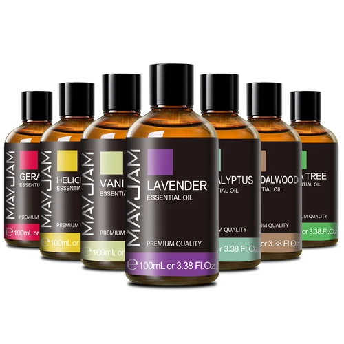 MAYJAM 100ml de aceite esencial puro con cuentagotas de vidrio, aceites esenciales de aromaterapia, aceite aromático de lavanda, eucalipto, romero y vainilla