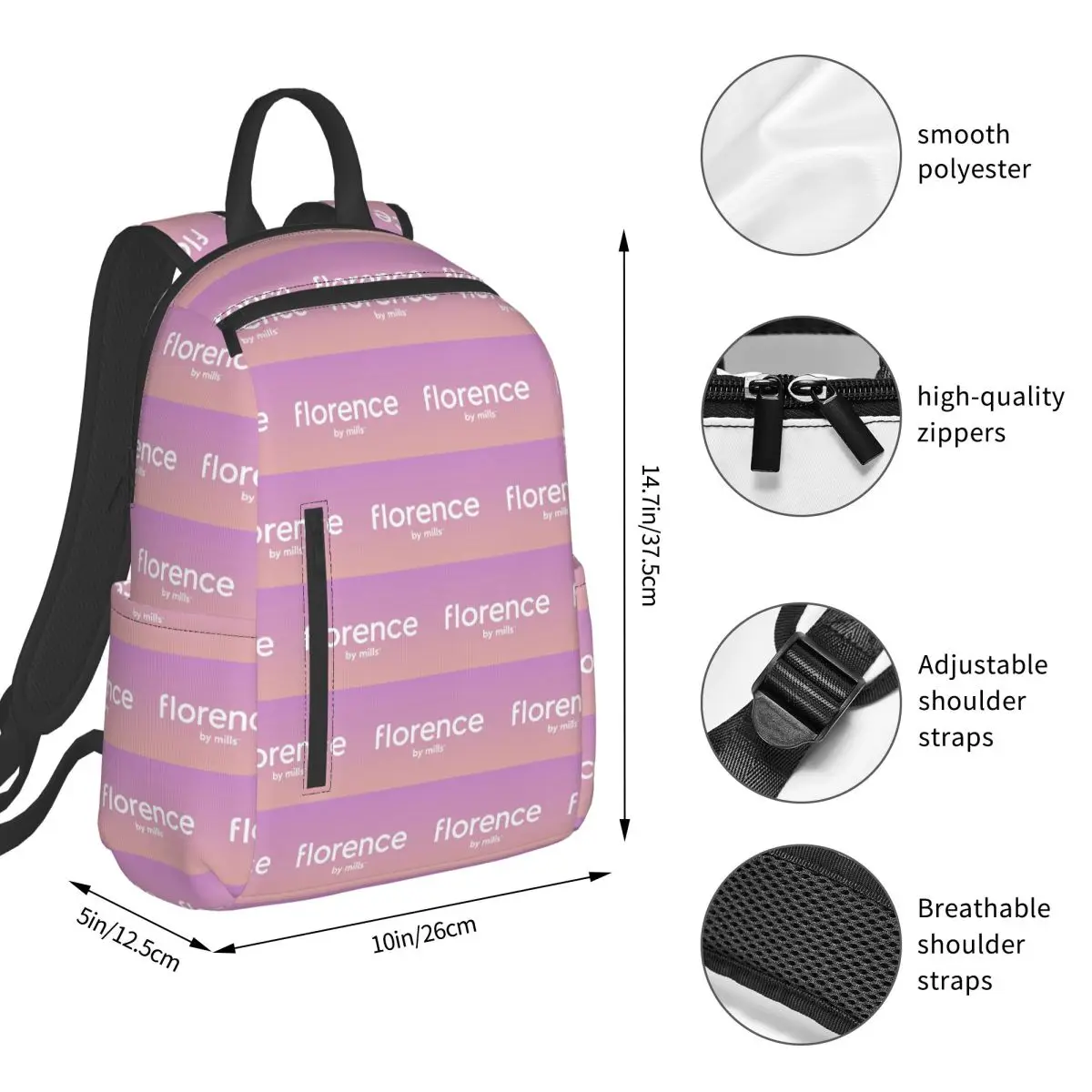 Florence By Mills Backpack Student BookBag Boys Girls School Bag Computer Shoulder Bags Men Women