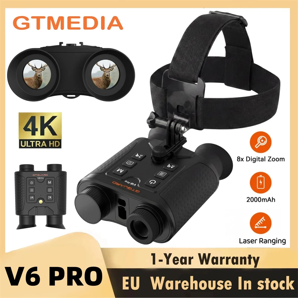 V6 PRO IR 4K Night Vision Binoculars Goggles 8X Digital Zoom 300M Full Darkness Photo & Video Telescope for Hunting Rangefinder