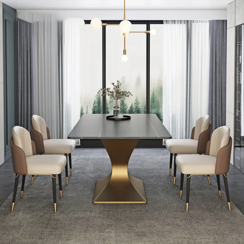 

Large Rectangular Dining Table For 6 People Nordic Restaurant Grey Dining Table Chairs Custom Slate Muebles Kitchen Furniture