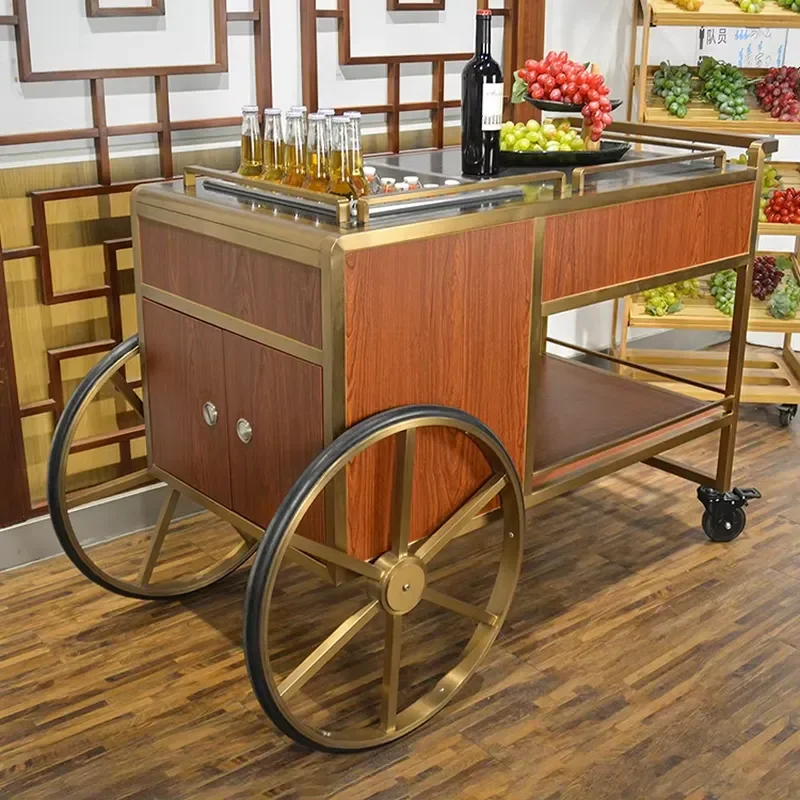 Luxury Hotel Service Trolley Stainless Steel Catering Wine Beverage Cart Multifunctional For Restaurant Banquet Room Service