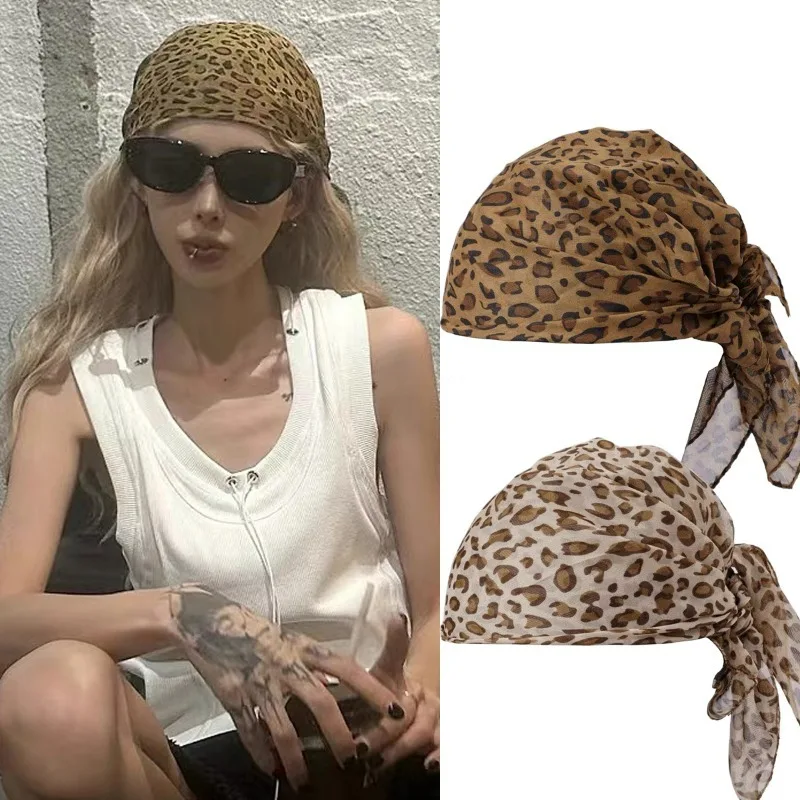 Retro Leopard Print Headscarf Women Elagant Print Square Scarf Girls Fashion Neckerchief Shawl Wraps Hairband Kerchief Gifts