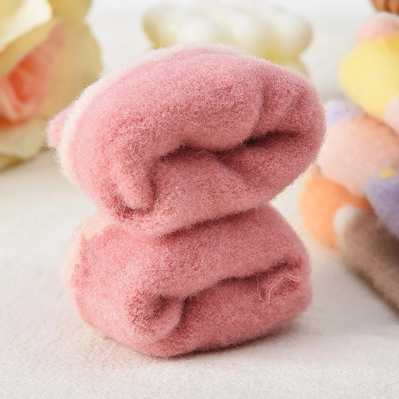 겨울용 따뜻한 핑크 리본 소녀 장갑 어린이 니트 리본 장갑 아기 손난로 어린이 5-10세 분리형 손가락 장갑