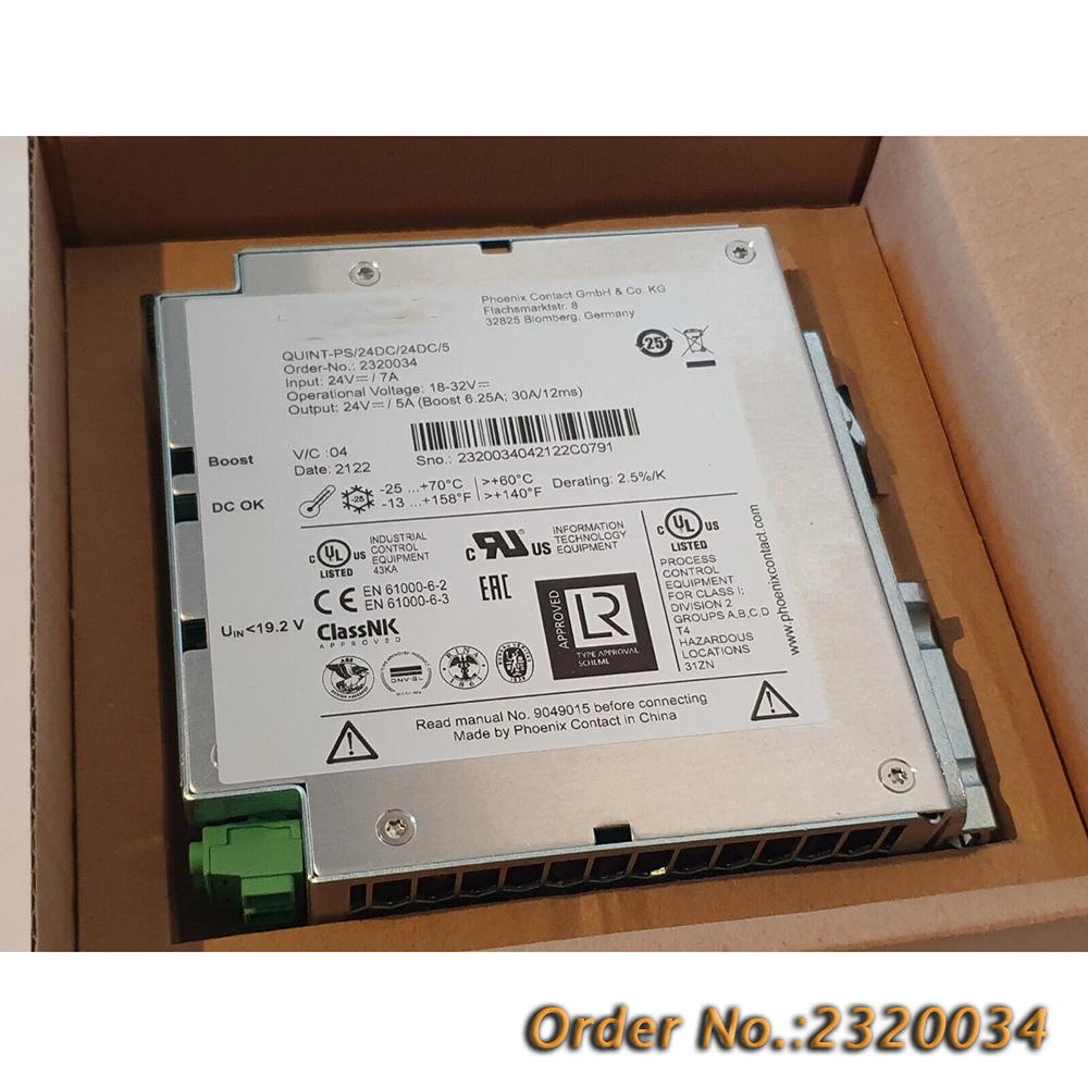 

Продукт промышленного управления, новый 2320034 QUINT-PS/24DC/24DC/5 QUINT POWER DC/DC преобразователь 24 В постоянного тока/5 А для Phoenix