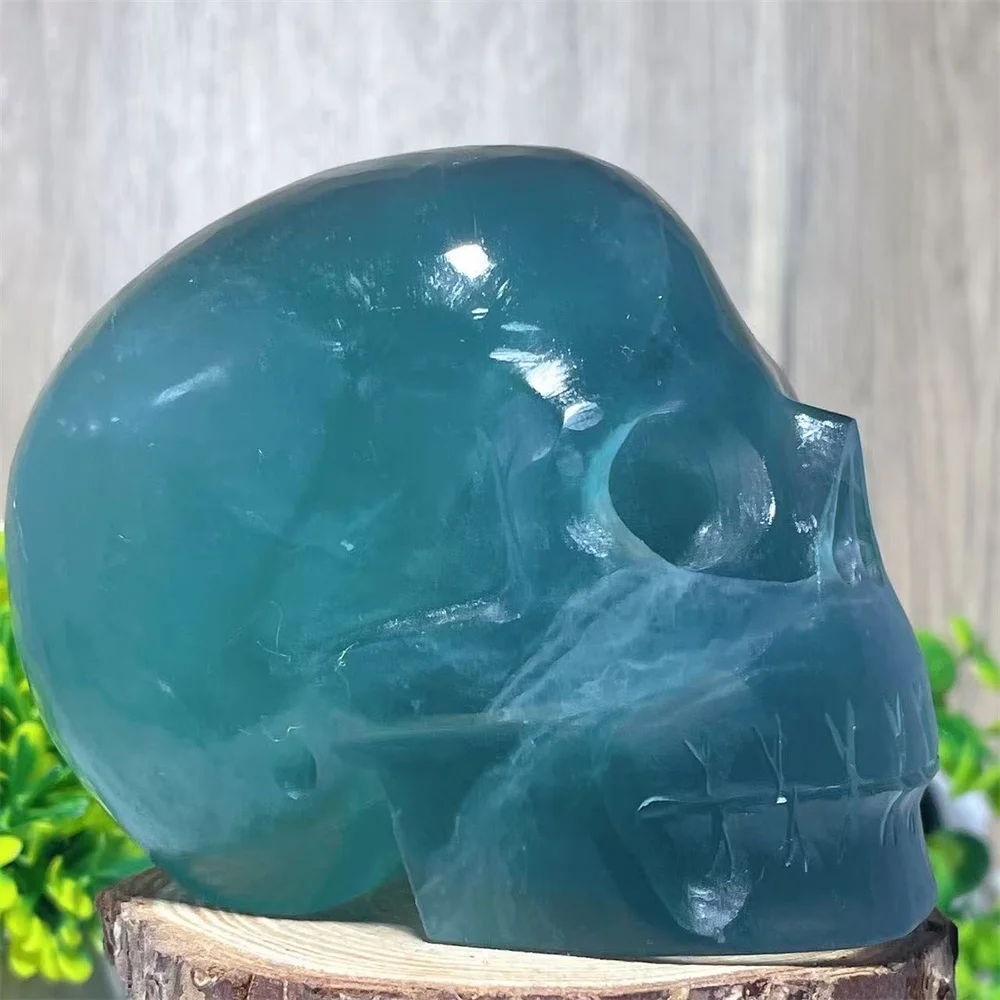 Fluorite Skull Carving Stone Quartz Natural Crystal Meditation Living Mineral Reiki Feng shui Gift Home Decoration Energy