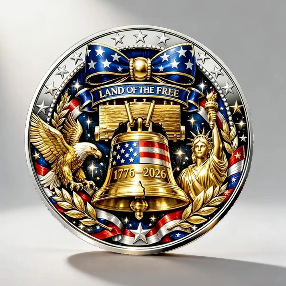 Pièce de collection souvenirs 2D plate États-Unis 1776-2026, 250e anniversaire, « En Dieu nous confions », plaquée argent