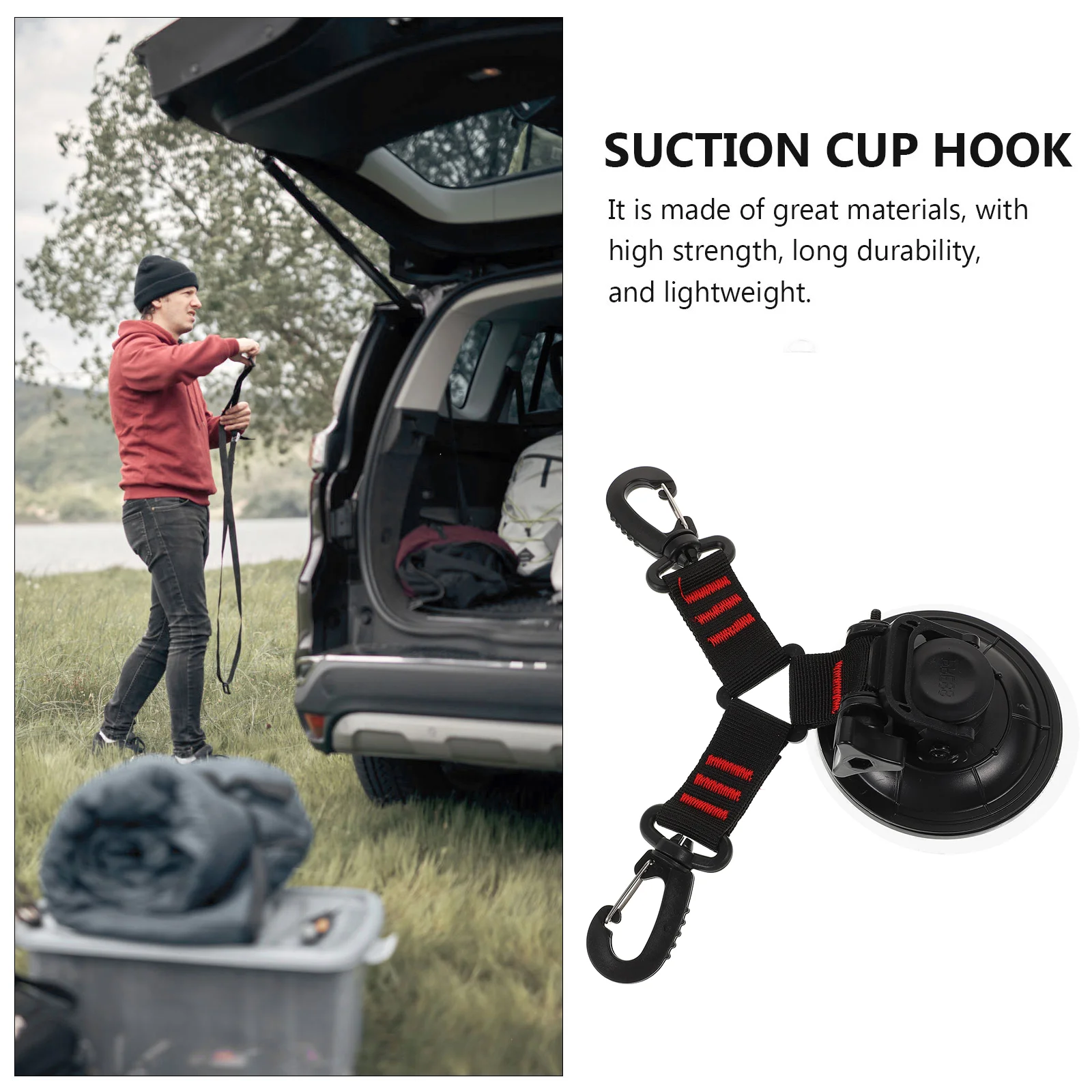 Double-ended Suction Cup Hook Camper Accessories Window Hooks Tent Hanging Car Accesories Home Sucker Anchors Dog Tie down