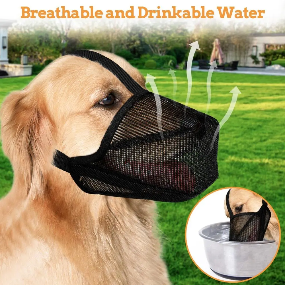 Pet Mesh Muzzle Breathable Adjustable Anti-bite Anti-barking Mouth Mask Protective Cover For Small Medium Large Dogs Dropshipp