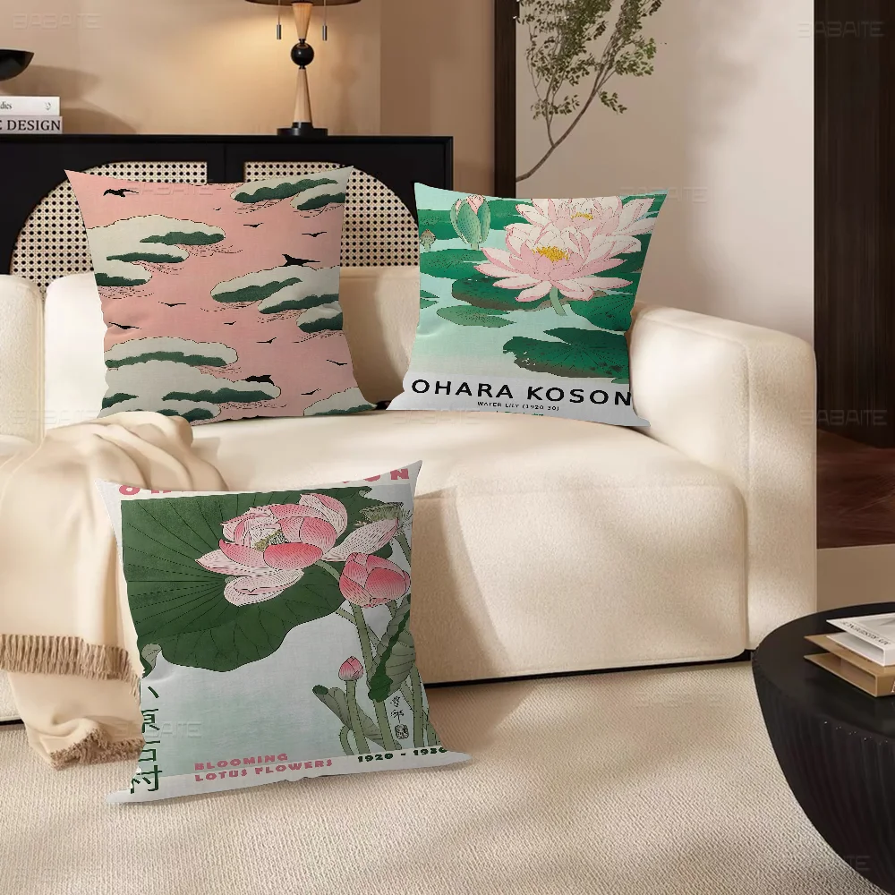 

Hokusai Ohara Koson Japanese Cushion Cover 30x50 Polyester Sofa Cushions Decorative Throw Pillows Home Decoration Pillowcover