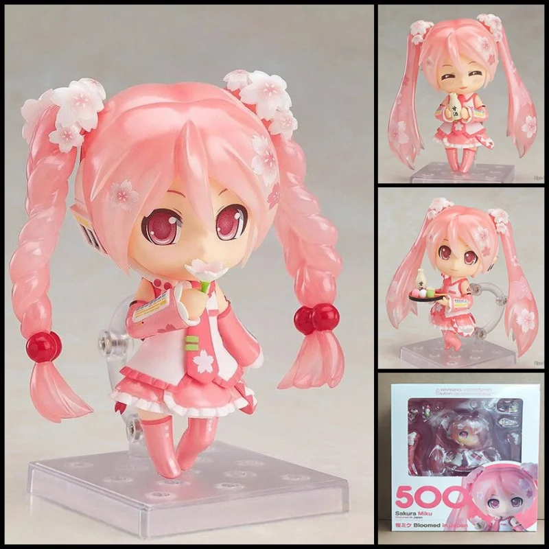 10 cm große japanische Anime-Figur Hatsune Miku Sakura mit wechselbarem Gesicht, Q-Version, Modellfigur, Schreibtischdekoration, Sammlerstück, Spielzeug, Geschenk