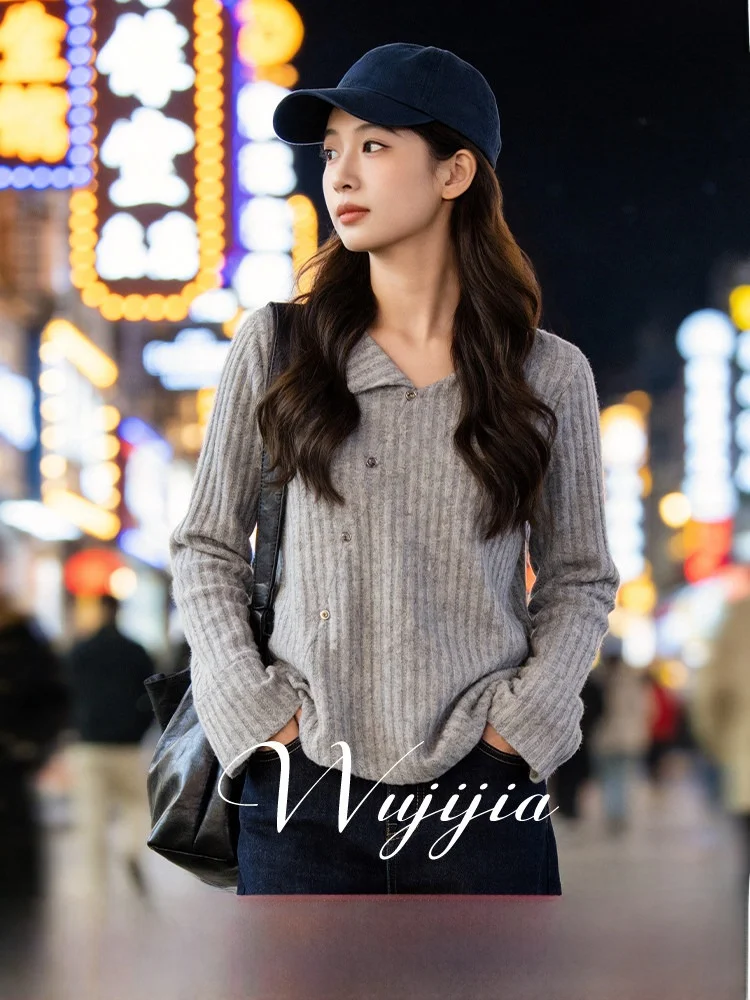 

plus Size Women's Faion V-Ne Asymmetrical Thiened Warm Base Top Spring Striped Knitted irt Casual Sle Loose Fit