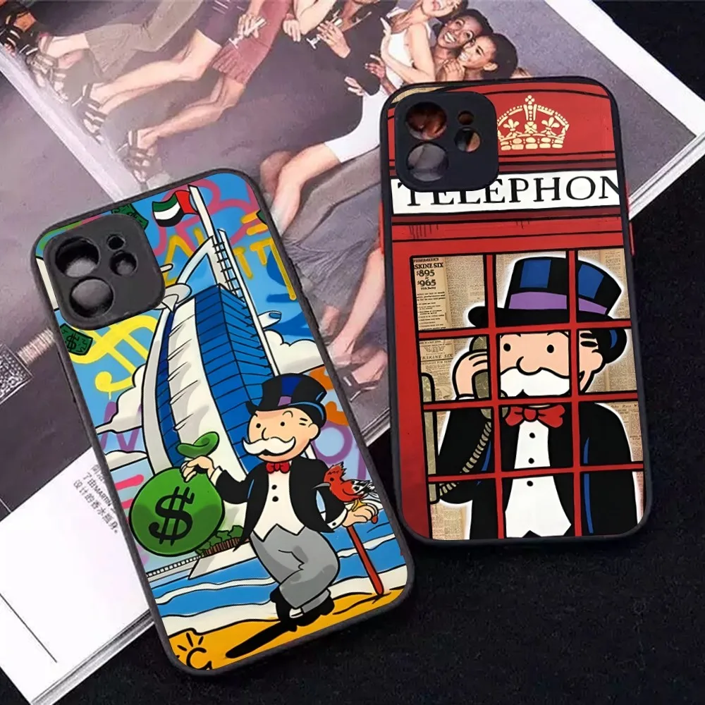 Cartoon D-Dollars Alec M-Monopolys Phone Case for iPhone 14 11 12 13 Mini Pro Max 8 7 Plus X XR XS MAX Translucent Matte Cover