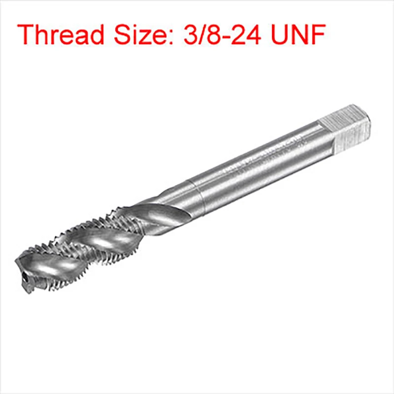 HSS Spiral Flute Tap Thread Taps 3/8-24 UNF 2B Uncoated Machine Spiral Flutes Threading Tap Screw for Aluminum Metals Processing