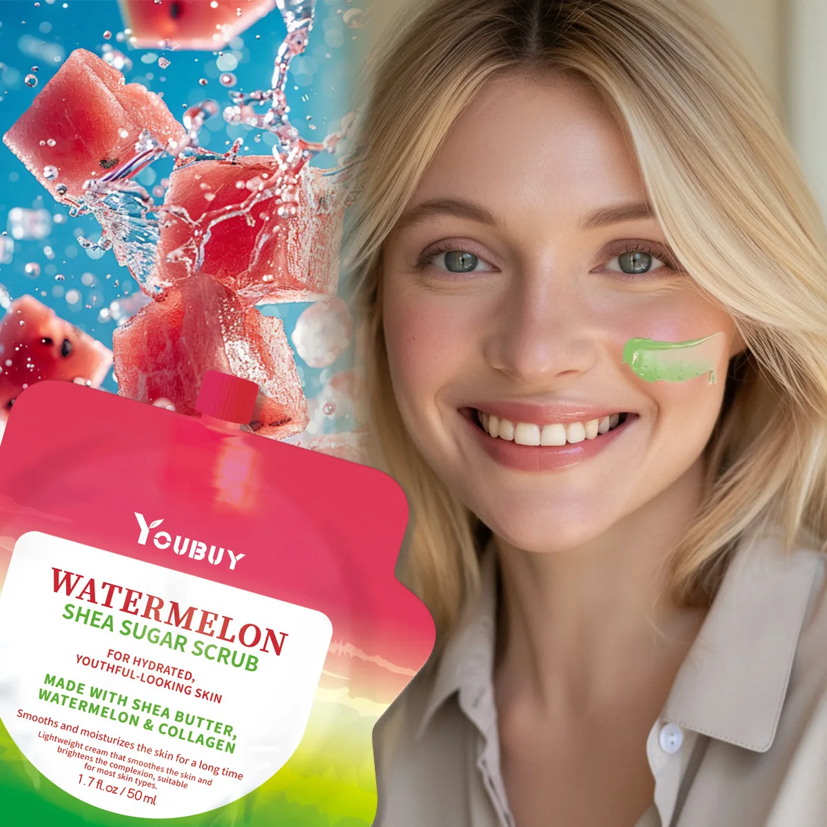 

Watermelon Cool Scrub Body Cleansing Fruit Flavor Scrub Cleanses Skin and Removes Dead Skin Brighten skin tone Skincare