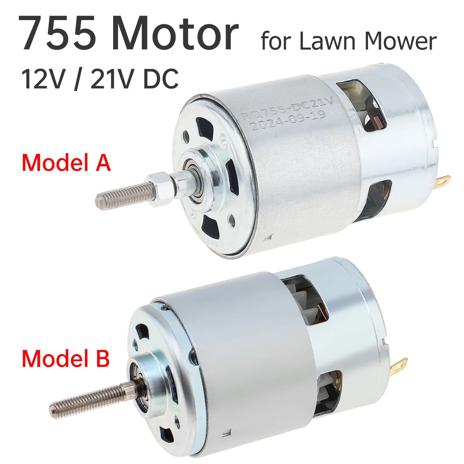755 DC Motor 12V / 21V Grass Cutter Motor for Weed Trimmer / Cordless Weeder with Long Shaft, Lawn Mower Replaces Brush Motor