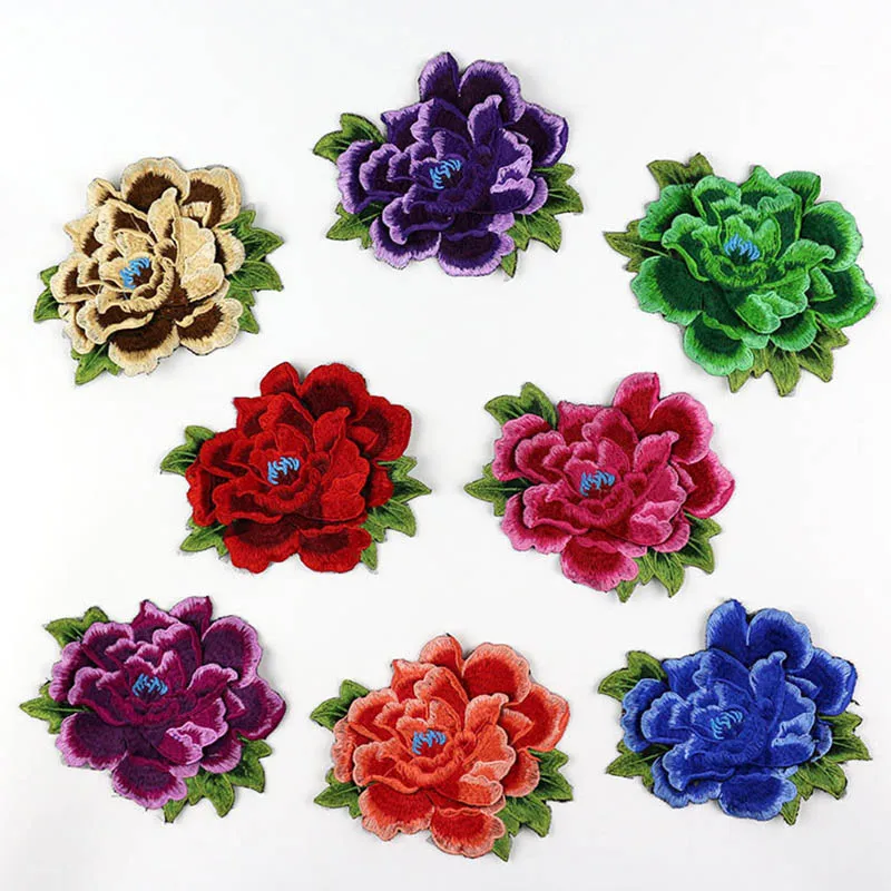 Flower Applique Embroidered Sew On Patches For Clothes Dress Fashion Sticker Diy Decoration Roses Repair Scrapbooking