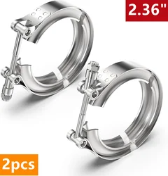 2PCS 304 Stainless Steel 2.36 Inch 60mm Standard V Band Clamp Turbo Downpipe Exhaust Pipe Vband Clamp V Clamp Car Accessories