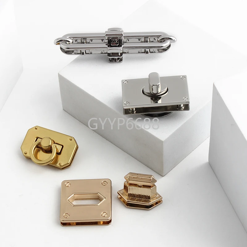 2-5-20Sets Rectangle Metal Durable Clutch Bag Turn Lock Twist Lock For Leather Craft Handbag Shoulder DIY Hardware Accessories