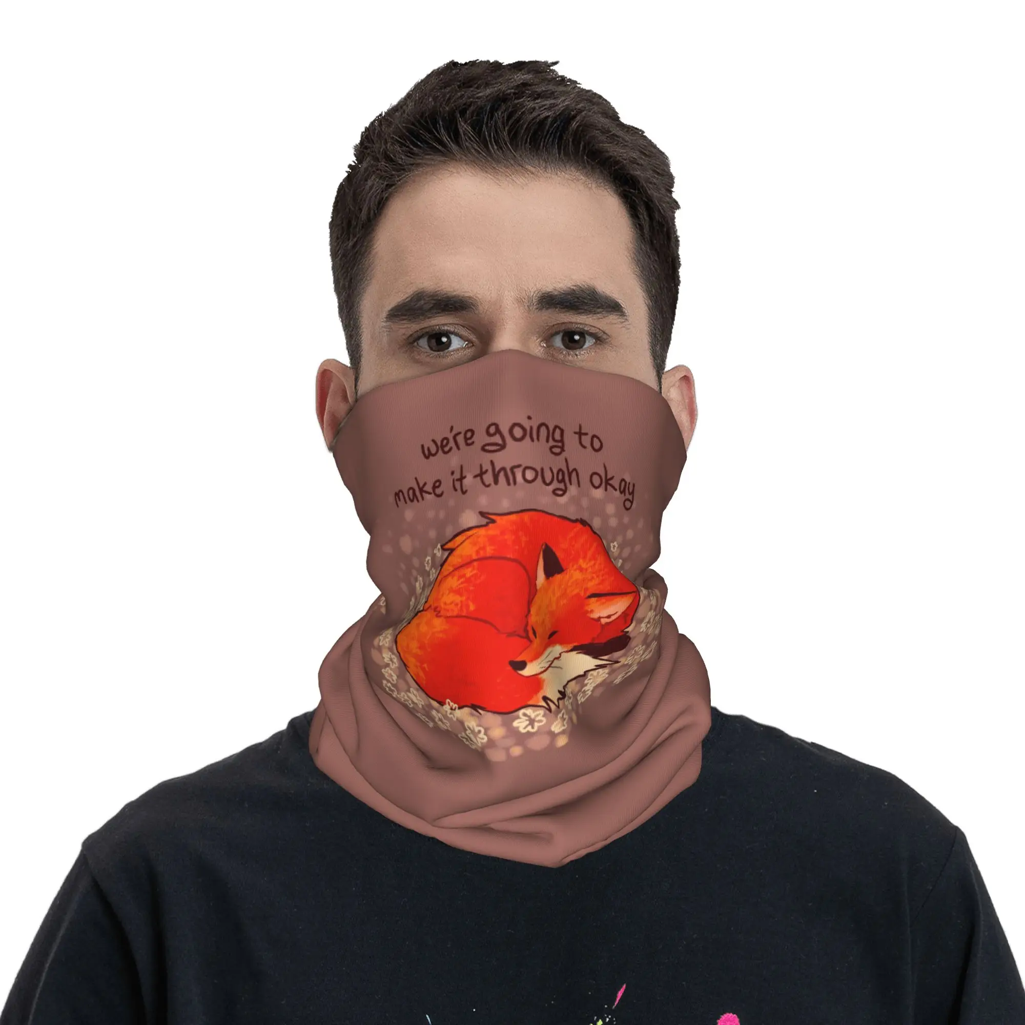 We're Going to Make it Through Okay Sleeping Flower Fox Bandana Neck Cover Printed Wrap Scarf Headband Riding Unisex All Season