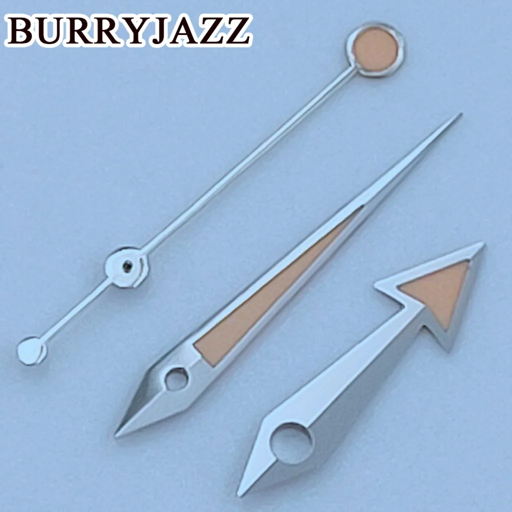 BURRYJAZZ NH35 NH36 NH38 7S26 7S36 4R35 4R36 Watch Hands Silver Orange Hands Green Luminous