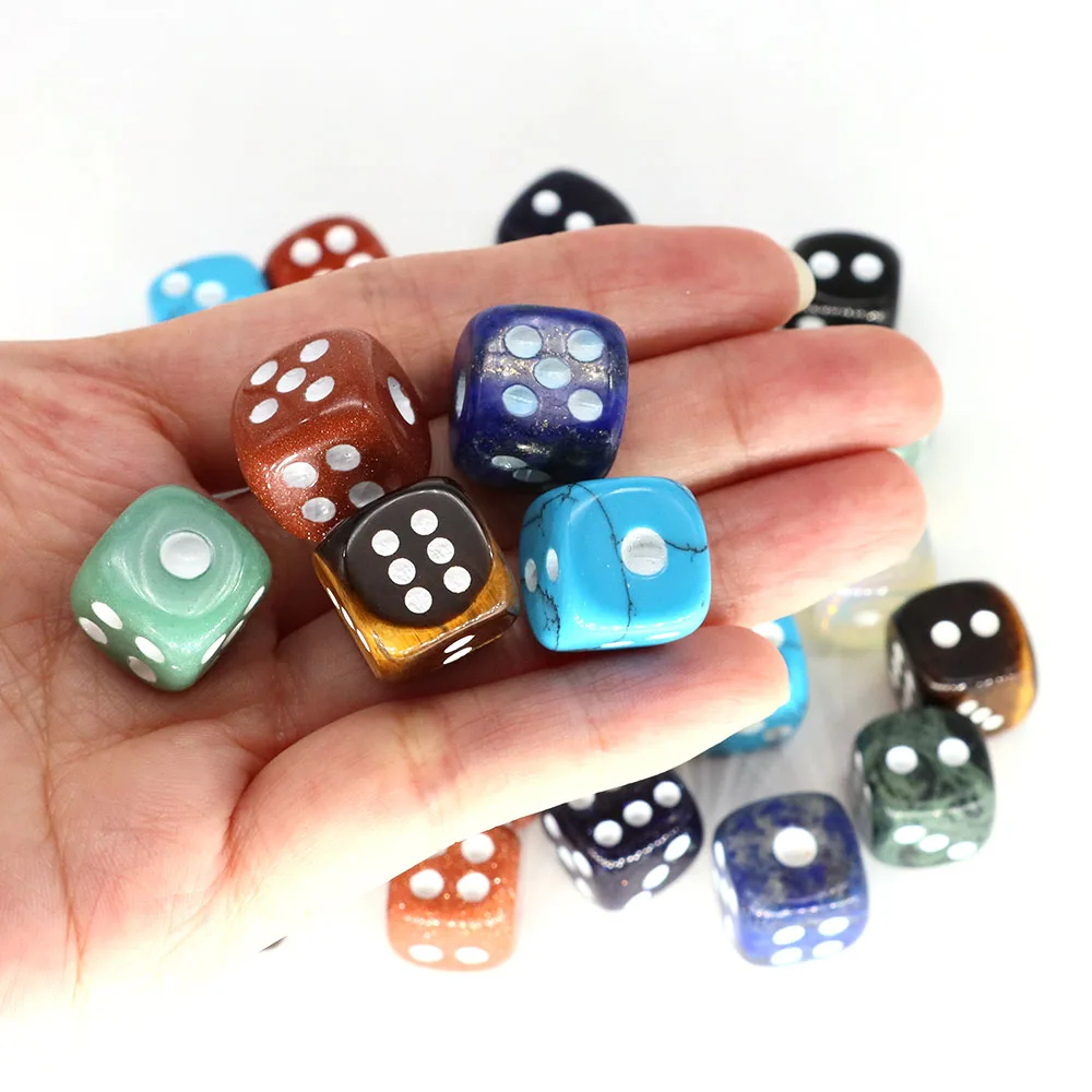 15mm Natural Crystal Stone D6 Dice Table Playing Game Tools Family Party Bar Club Entertainment Accessories Home Decoration Gift