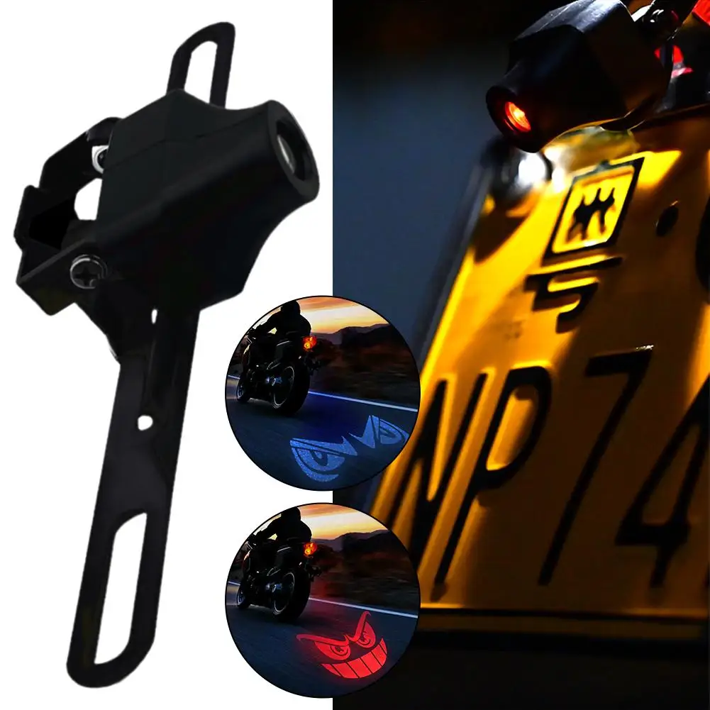 دراجة نارية عين الشيطان LED ضوء الإسقاط أضواء الفرامل الليلية ضوء رخصة الإسقاط دراجة نارية لوحة الزخرفية C0K5 #3