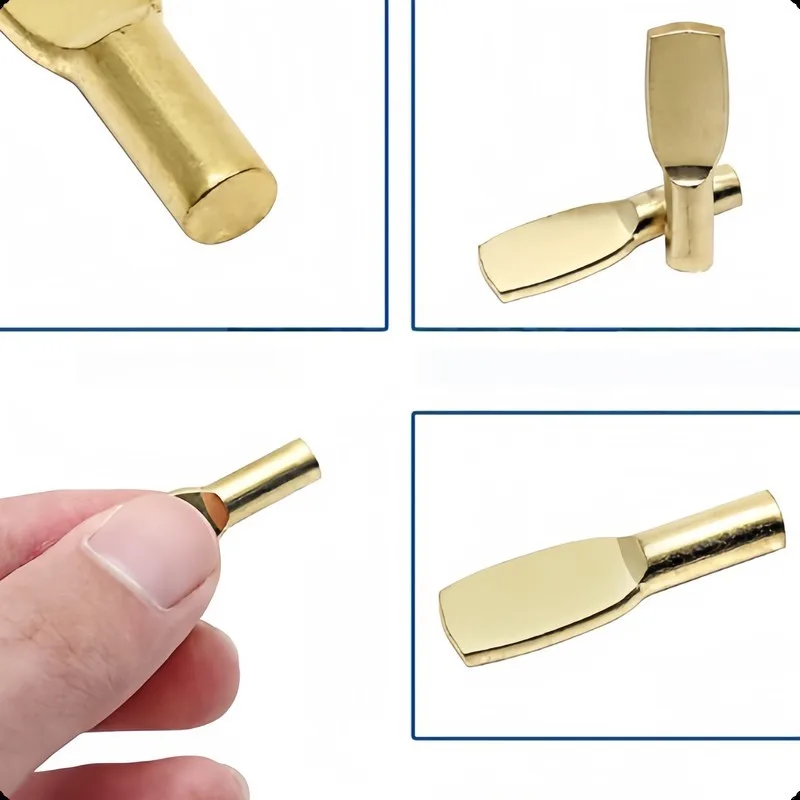 73 pcs 6mm Gold Shelf Pins, Spoon-Shaped Design, Cabinet Shelving Bookshelf Support, Gold Plated Finish