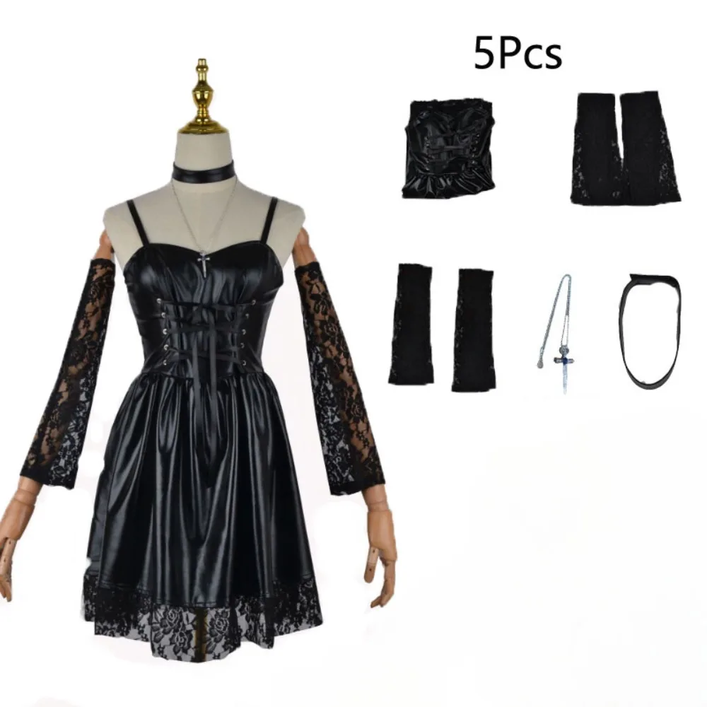 Anime nota di morte misamisa cosplay kostüm sexy lolita kleid schwarzer rock pu leder outfits für frauen mädchen rollenspiel uniform