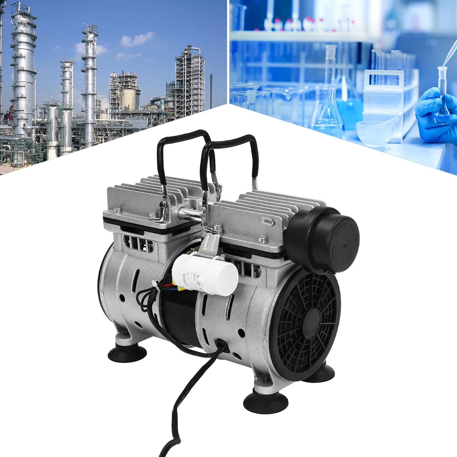 Moderne Aluminiumlegierung 2-Zylinder Ölfreie Vakuumpumpe 550W Reiner Kupfermotor 8bar 120L/min G1/4 für Industriezwecke – Detail 5