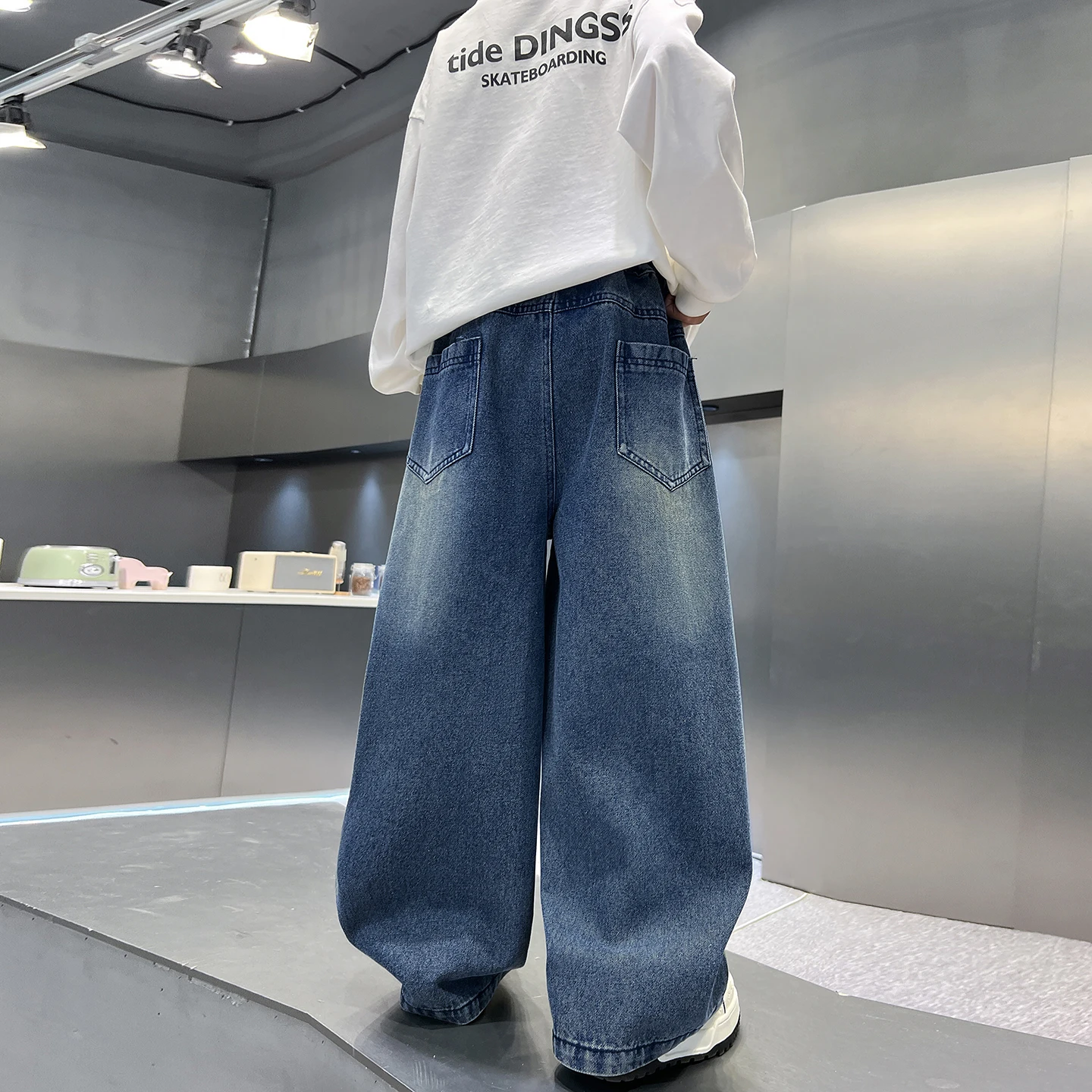 Boys Denim Jeans Ages 4-14Y Spring Summer Casual Loose Trousers Tween Student Long Pants Comfortable Fit Child Jeans Drawing