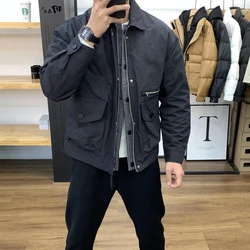 New Fake Two-piece Lapel Waterproof Jacket for Men's Casual Top Slim Fit and Stylish Outerwear Trendy