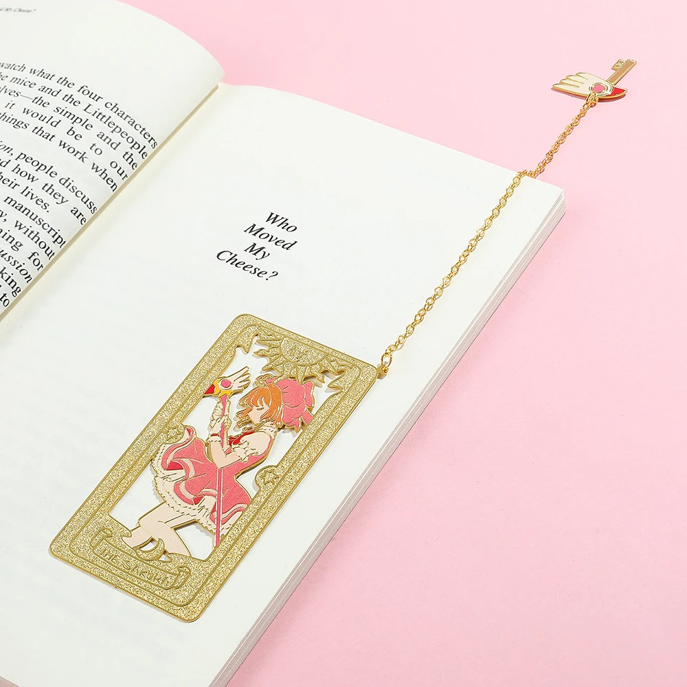 Anime Card Captor Sakura Bookmarks Gift Anime Fans Collection Cherry Metal Bookmarks for Book Lovers Stationery School Supplies