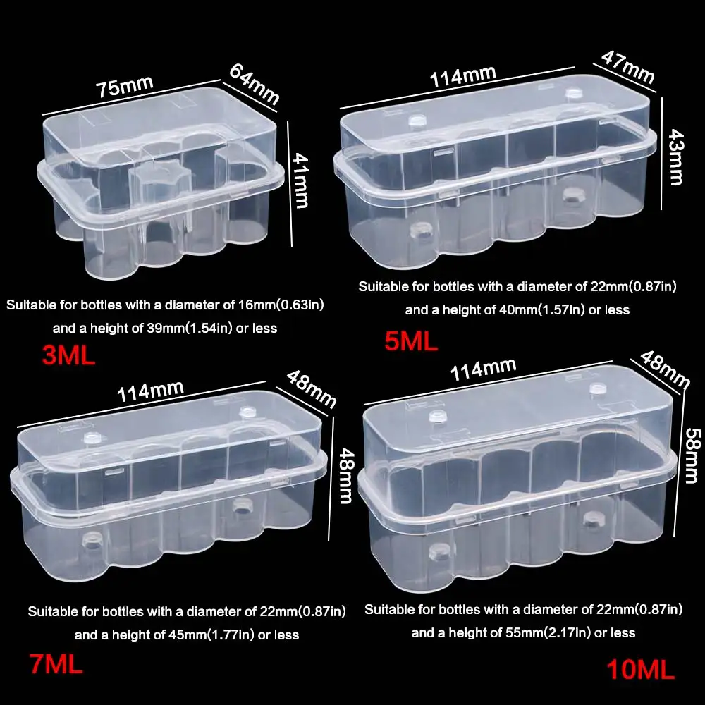 3/5/7/10 ML Insulin Vial Storage Case Transparent 10-Slot Clear Vial Box Plastic Wear-resistant Pill Vial Cooling Case