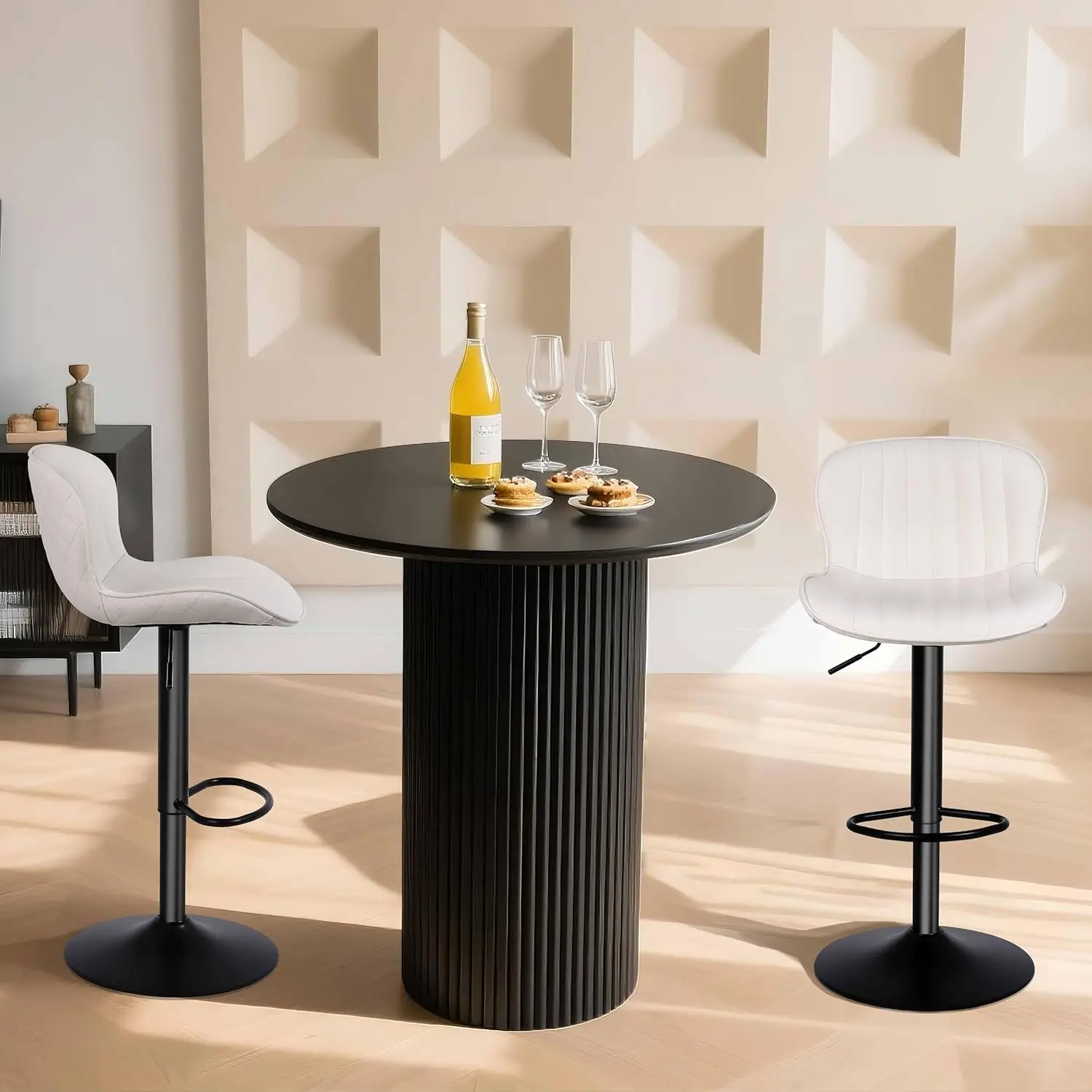 

Bar Stools Set Of 2 - Swivel Counter Height Barstools/Chairs (Height Adjustable) - Modern Faux Leather Barstool, Customized