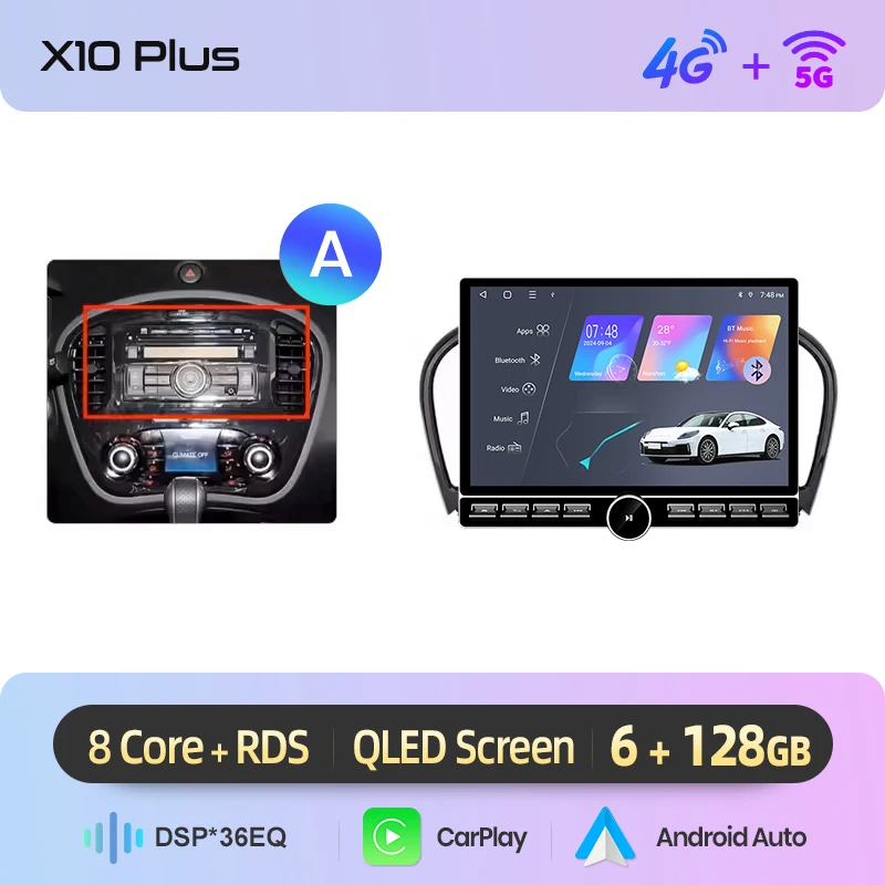 Junsun 13.1″ QLED Draadloze CarPlay Android Auto Autoradio Voor Nissan Juke F15 2010-2014 Intelligente Systemen DSP SWC RDS GPS FM