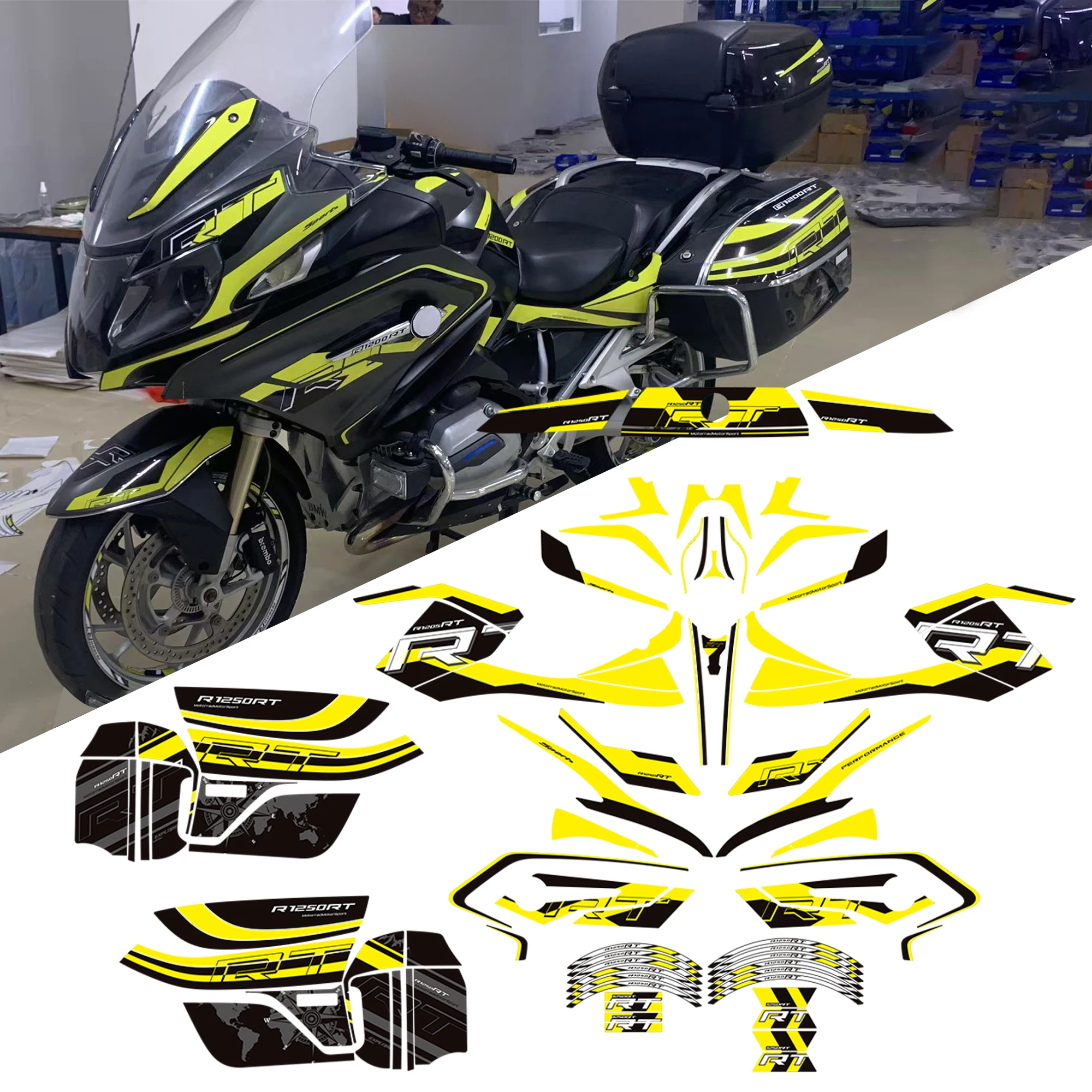 Fit BMW R1250RT Trunk Luggage Cases Protector Tank Pad Grips Kit Knee Wheels 3D Stickers Decals Adhesive Fairing Fender